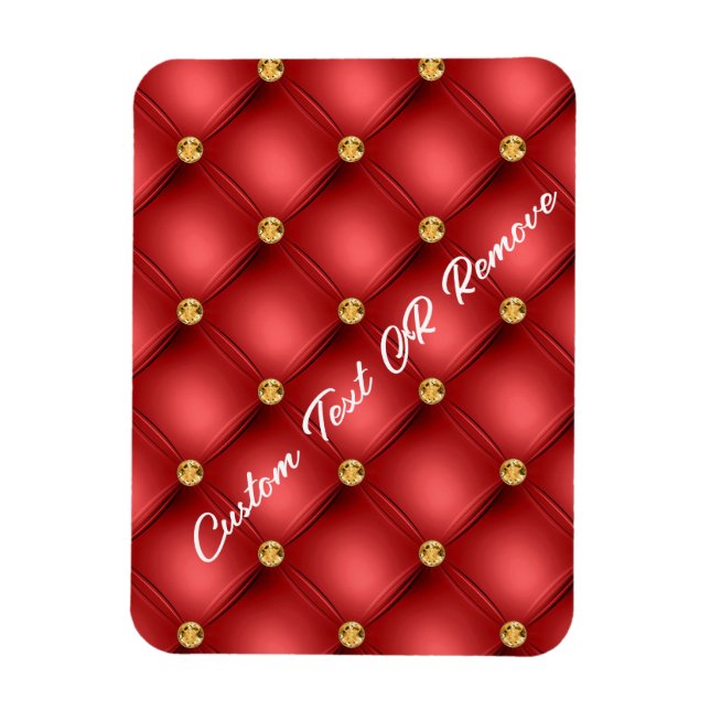 Golden Diamond Tuabled Leather Text Namn Red Magne Magnet (Vertikal)