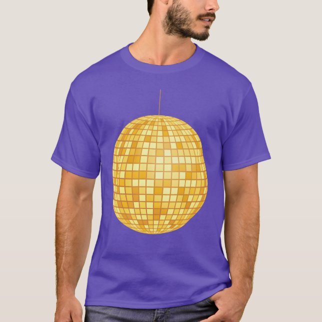 Golden Disco Ball Mirror Ball Retro 70s 80s family T Shirt (Framsida)