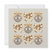 Golden Disco Boll & Bow-platta kort