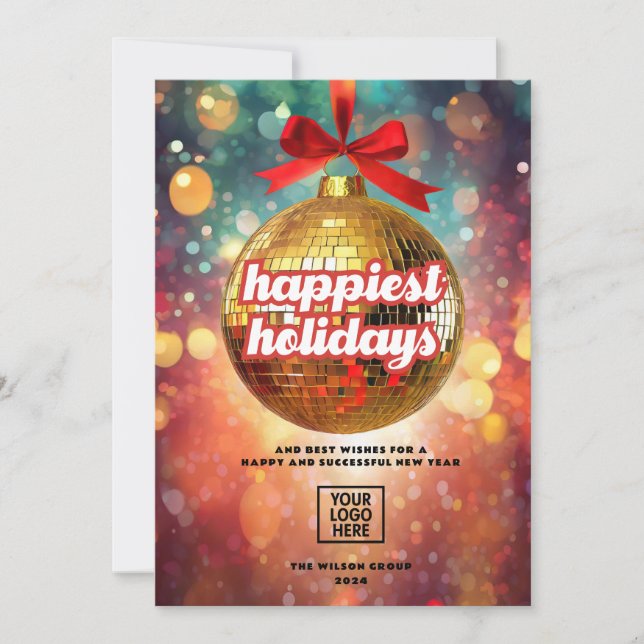 Golden Disco Boll Ornament Business Julkort (Framsida)