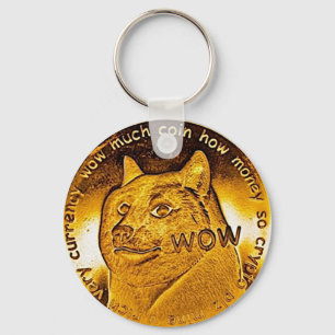 Golden Dogecoin Nyckelring