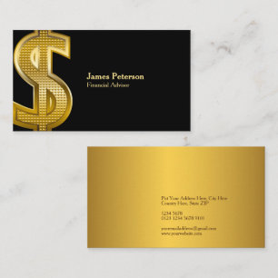 Golden Dollar Symbol Stor Svart Visitkort