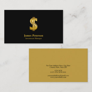 Golden Dollar Symbol Svart Visitkort