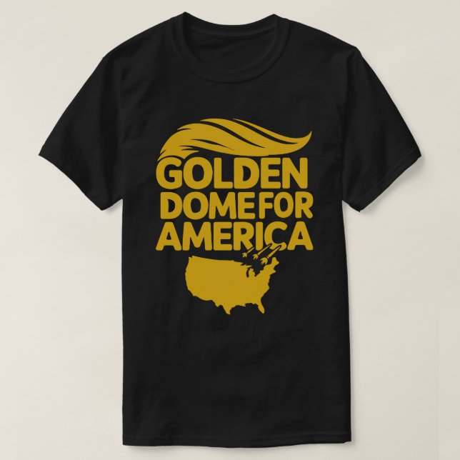 "Golden Dome for America: Hair Shield USA" Satiric T Shirt (Design framsida)