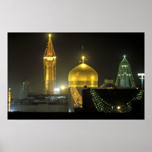 Golden dome of the Imam Reza Shrine Complex på Poster