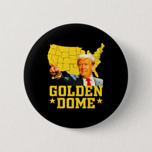 Golden Dome Trump Stor Amerikansk Karta Patriotisk Knapp