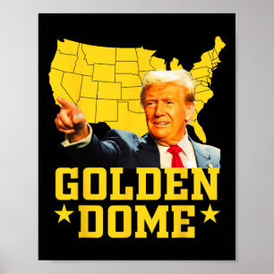 Golden Dome Trump Stor Amerikansk Karta Patriotisk Poster