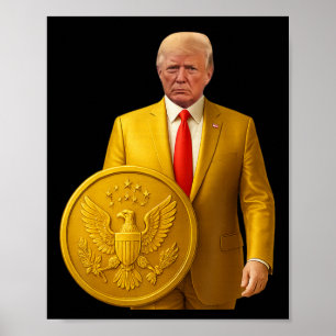 Golden Dome Trump Stor Amerikansk Karta Patriotisk Poster