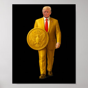 Golden Dome Trump Stor Amerikansk Karta Patriotisk Poster
