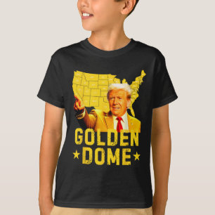 Golden Dome Trump Stor Amerikansk Karta Patriotisk T Shirt
