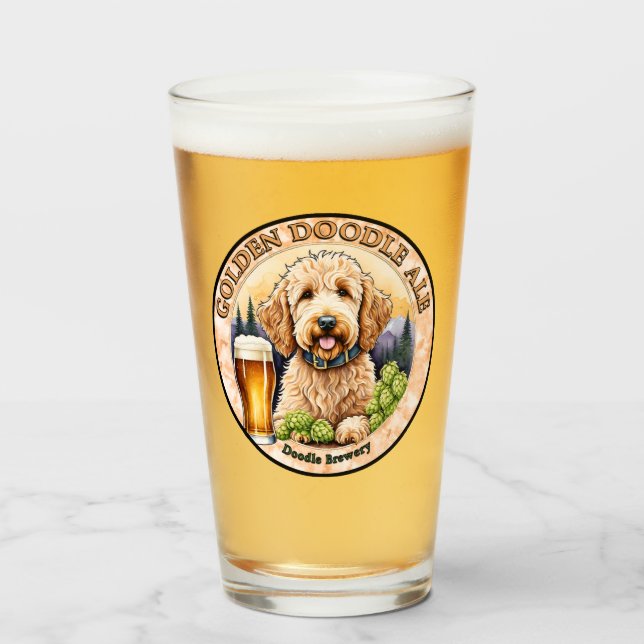 Golden Doodle Ale Beer Glass Glaskopp (Framsida fylld)