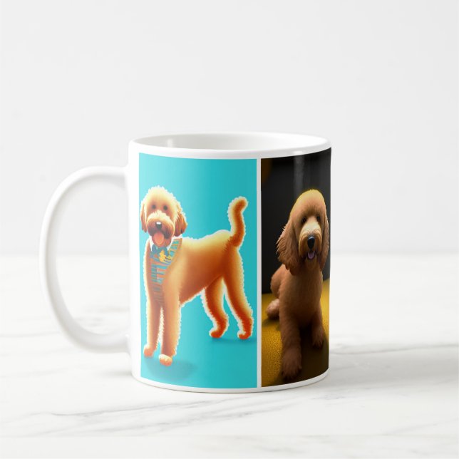 Golden doodle älskare med 4 söta bilder kaffemugg (Vänster)