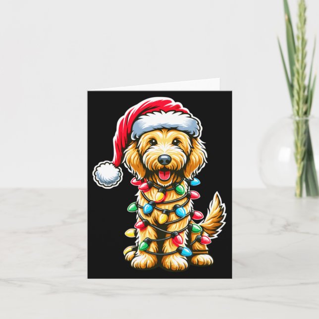 Golden Doodle Christmas Tree Xmas Dog Pajamas Gold Kort (Framsida)
