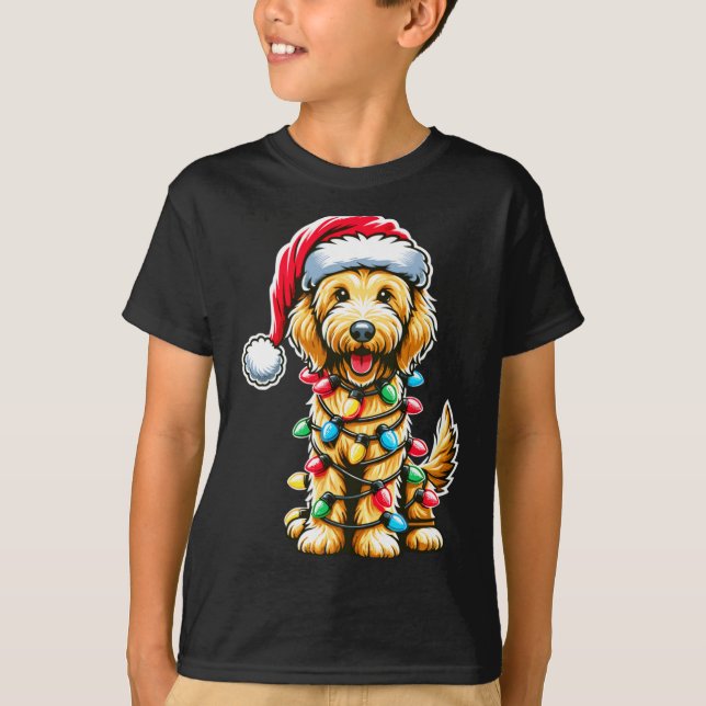 Golden Doodle Christmas Tree Xmas Dog Pajamas Gold T Shirt (Framsida)
