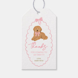 Golden Doodle Dog Birthday Pawty Pink Presentetikett
