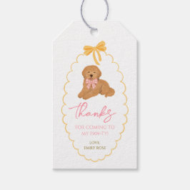 Golden Doodle Dog Birthday Pawty Pink Yellow Presentetikett