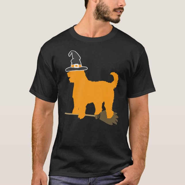 Golden Doodle Dog Halloween Witch T Shirt (Framsida)