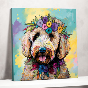 Golden Doodle Dreams: Blommigtar och Roligt Poster