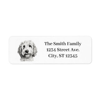 Golden Doodle Familje Hund Adress Retur Returadress Etikett