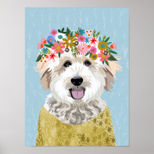 Golden Doodle Flower WAN Hund Poster