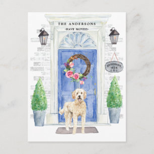Golden Doodle Flytta Announcement Postcard Vykort