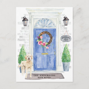 Golden Doodle Flytta Announcement Postcard Vykort