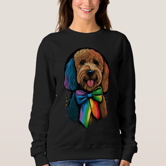 Golden Doodle Gay Pride HBTQ Regnbågsflagga Golden T Shirt (Framsida)
