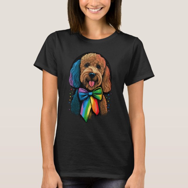 Golden Doodle Gay Pride LGBT Rainbow Flag Goldendo T Shirt (Framsida)