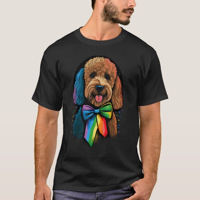 Golden Doodle Gay Pride LGBT Rainbow Flag Goldendo T Shirt (Framsida)