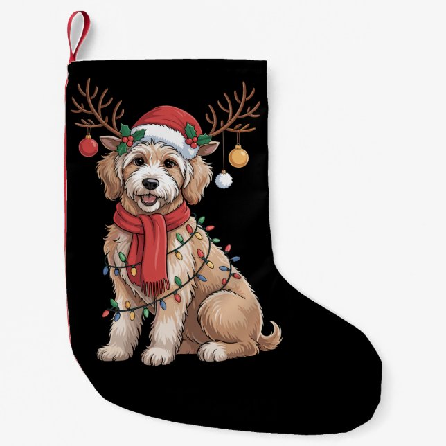 Golden Doodle Gorgeous Reindeer Christmas Tree  Liten Julstrumpa (Framsidan)