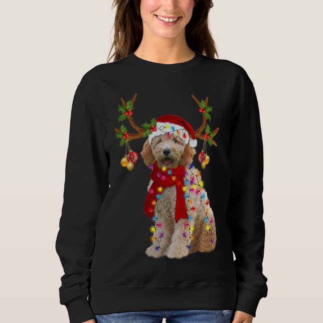Golden Doodle Gorgous Reindeer Julgran Lig T Shirt (Framsida)
