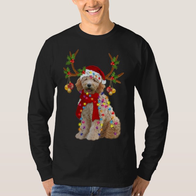 Golden Doodle Gorgous Reindeer Julgran Lig T Shirt (Framsida)