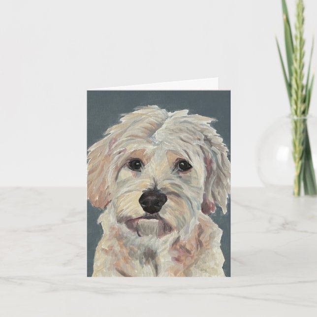 Golden Doodle-handmålad på Can vas Anteckningskort (Framsida)
