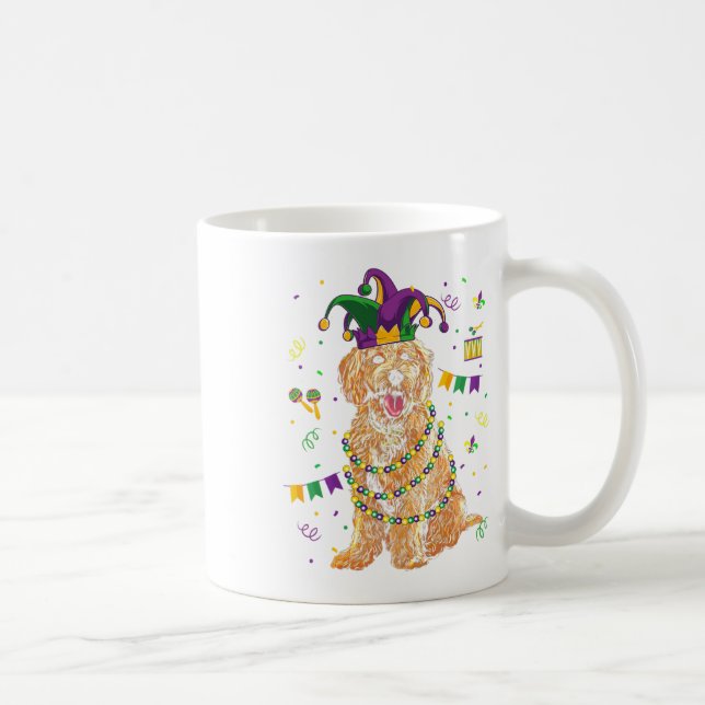 Golden Doodle Hund älskare Cute Mardi Gras Carniva Kaffemugg (Höger)