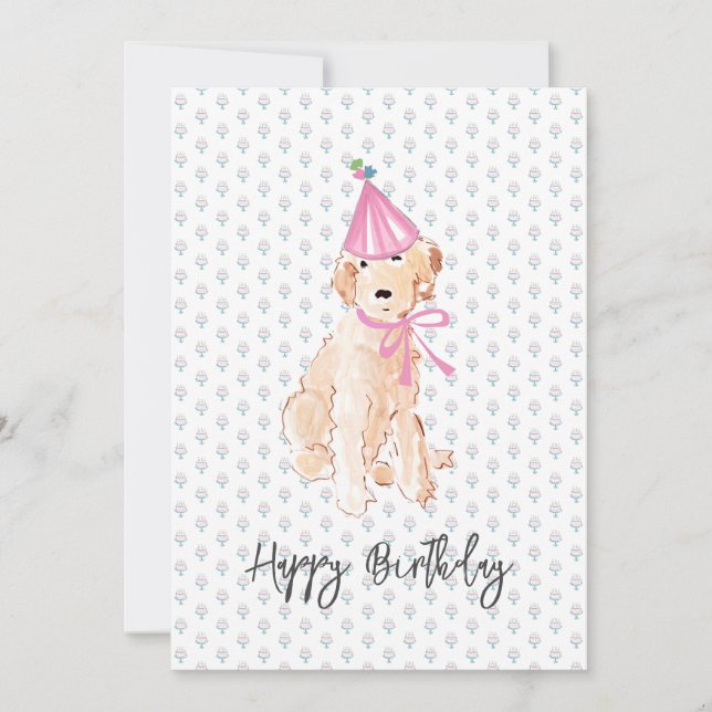 Golden Doodle Hund Art Birthday Hat Cake Pet Sweet (Framsida)
