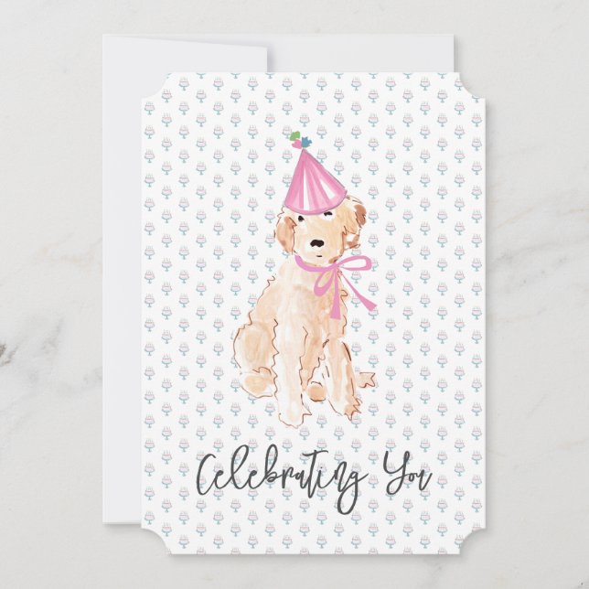 Golden Doodle Hund Birthday Cake Hat Celebring (Framsida)