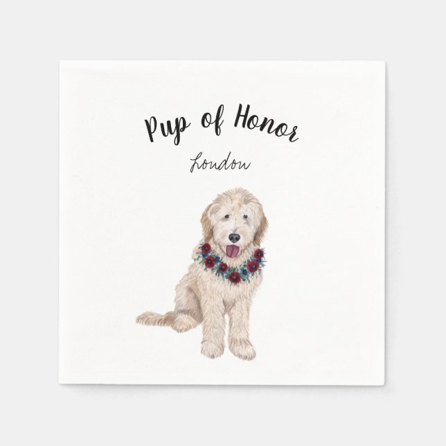 Golden Doodle Hund Cocktail Napkins Pappersservett (Framsidan)