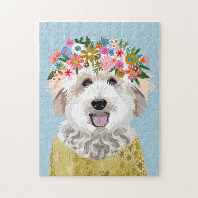 Golden Doodle Hund Flower Krona Pussel (Vertikal)