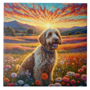 Golden Doodle hund Kakelplatta
