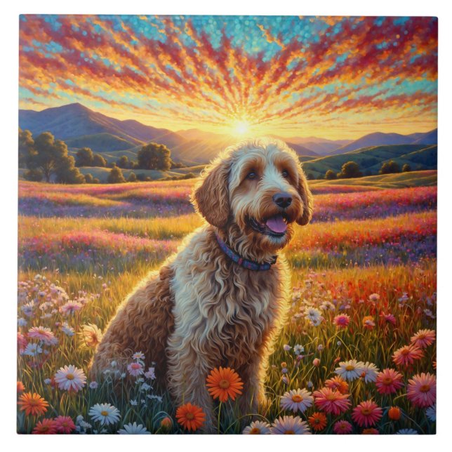 Golden Doodle hund Kakelplatta (Framsidan)