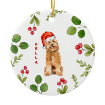 Golden doodle hund med Santa Hat