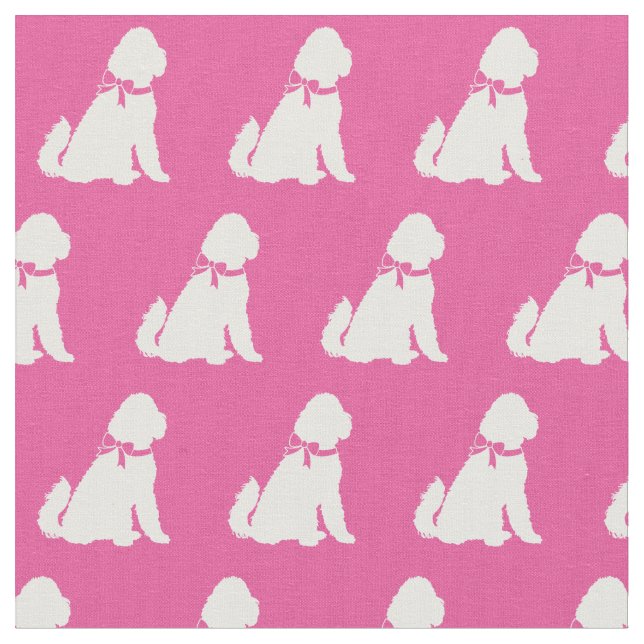 Golden Doodle Hund Silhouette Pet Aussie Rosa Tyg (Närbild)