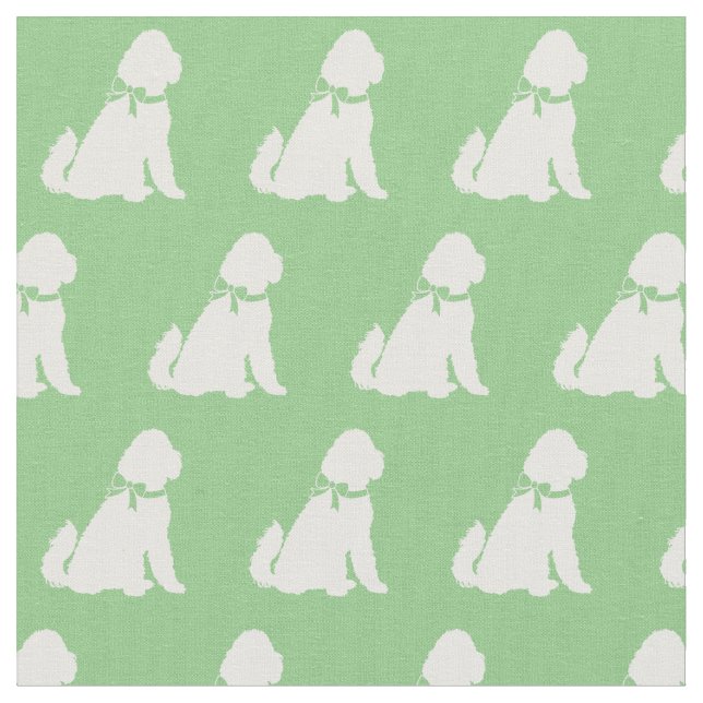 Golden Doodle Hund Silhouette Pet Aussie Sage Grön Tyg (Närbild)