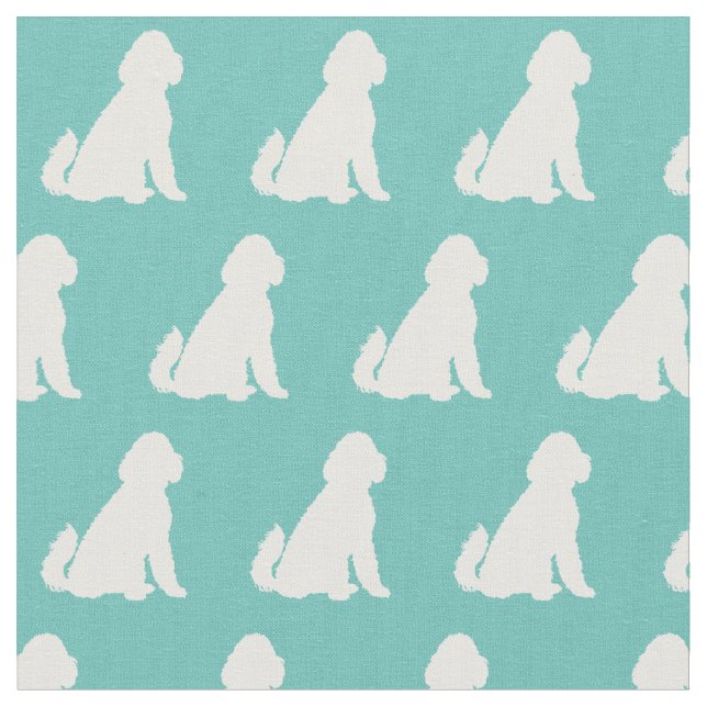 Golden Doodle Hund Silhouette Pet Aussie Teal Tyg (Närbild)