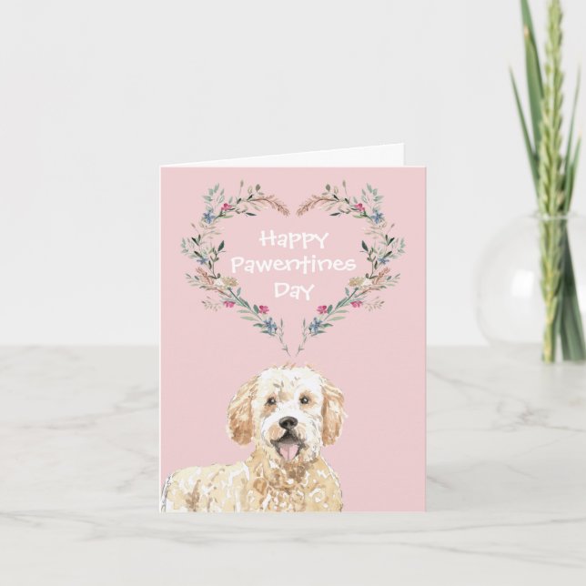 Golden Doodle Hund Valentines Helgkort (Framsida)