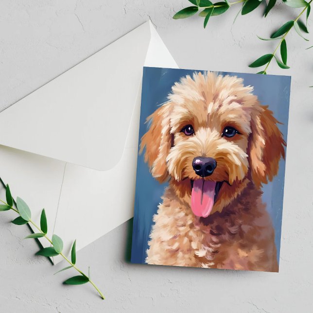 Golden Doodle | Hund Vattenfärg Målning Husdjur Ko (Skapare uppladdad)