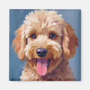 Golden Doodle Hund Vattenfärg Målning Husdjur Magnet