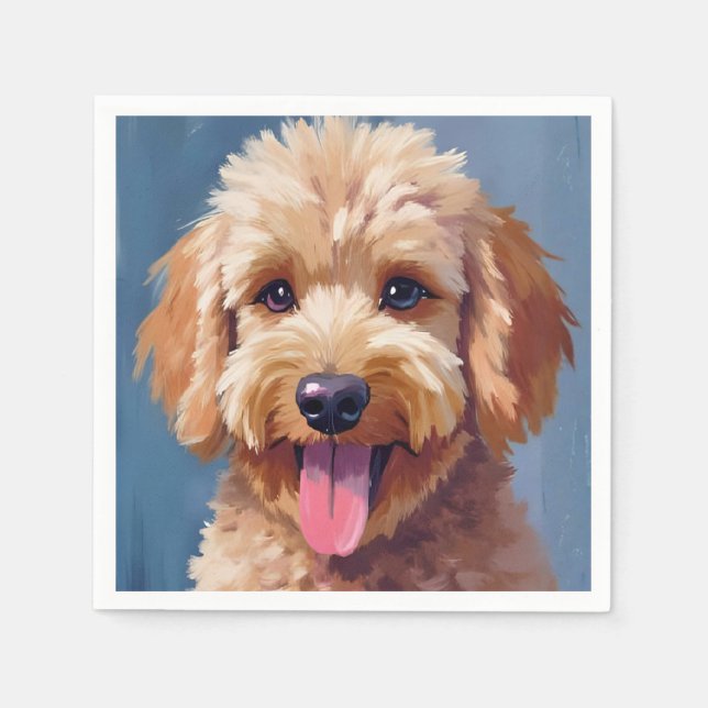 Golden Doodle | Hund Vattenfärg Målning Husdjur Pappersservett (Framsidan)