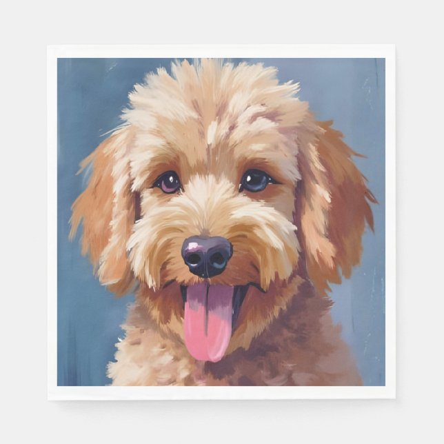 Golden Doodle | Hund Vattenfärg Målning Husdjur Pappersservett (Framsidan)