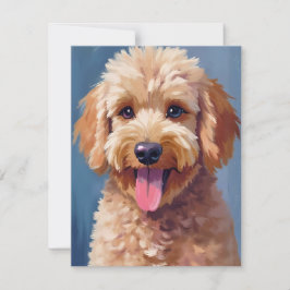 Golden Doodle | Hund Vattenfärg Målning Husdjur Tack Kort